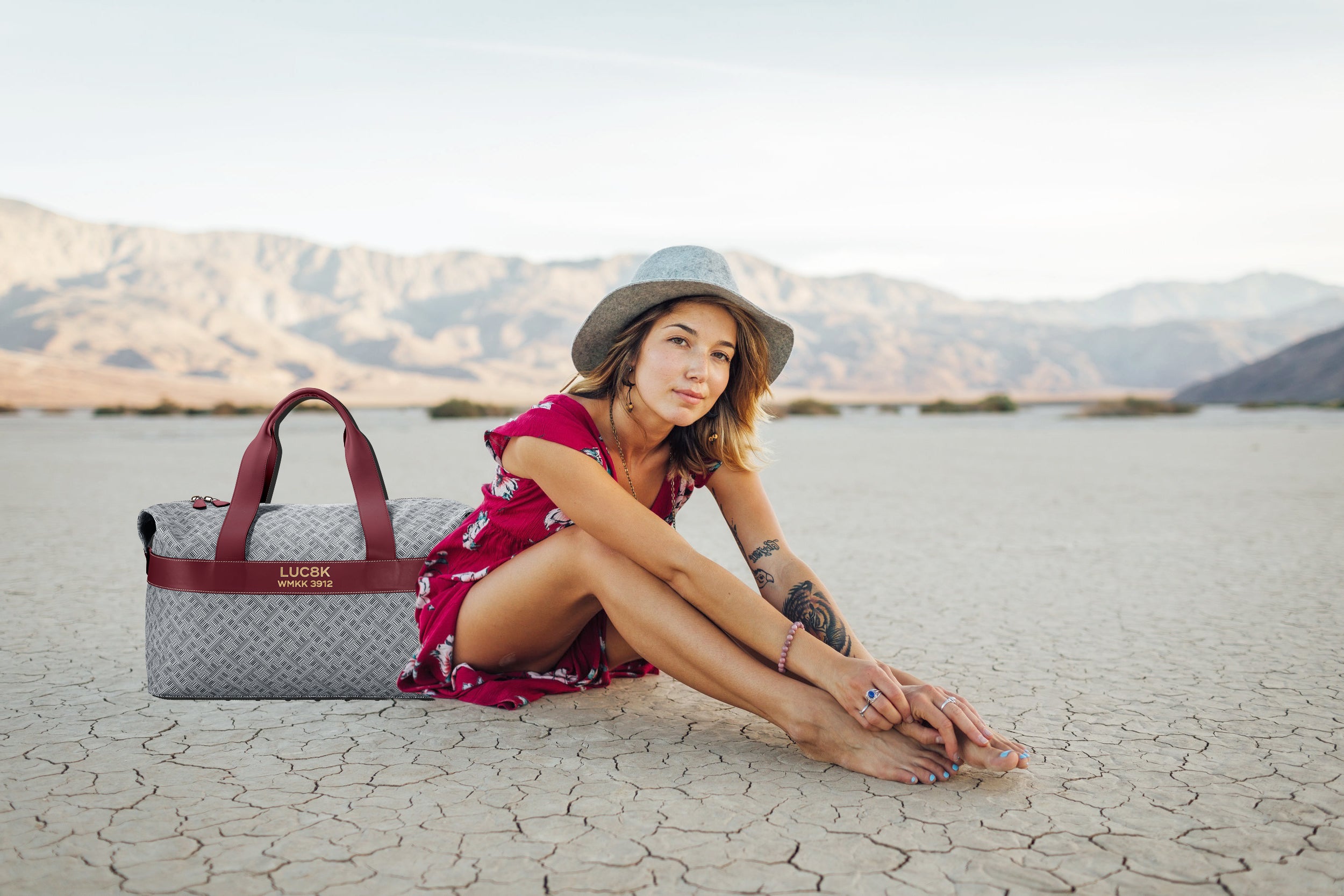 red handmade weekender duffel bag handmade by luc8k in France