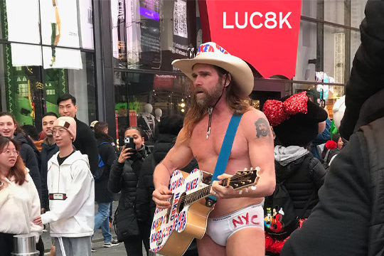 The Naked Cowboy in NYC's Times Square