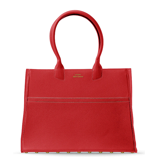 Leather Tote Handbag - Arora Red - LUC8K Co