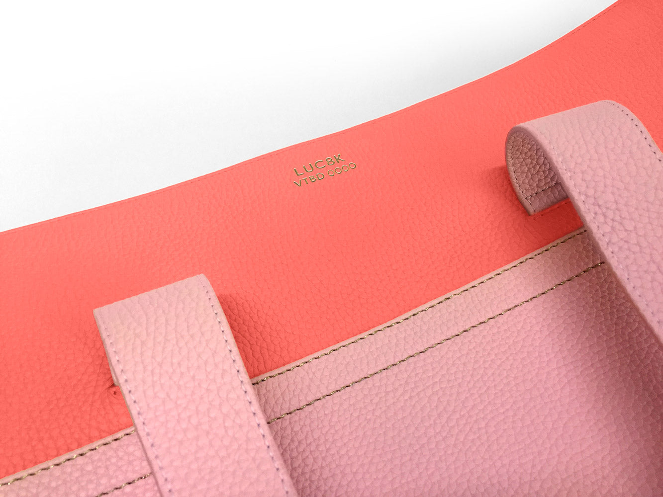 Leather Shopper Handbag handmade in France displaying details of leather and logo